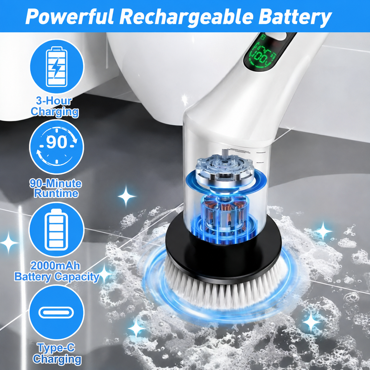 Vorelliqs 9-in-1 Cordless Electric Spin Scrubber – Extendable Cleaning Brush for Bathrooms, Kitchens & Floors