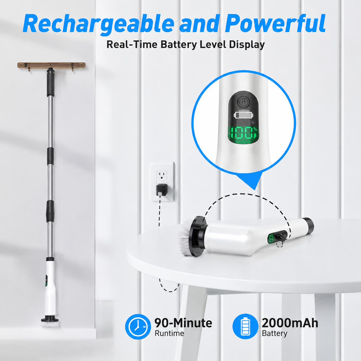 Vorelliqs 9-in-1 Cordless Electric Spin Scrubber – Extendable Cleaning Brush for Bathrooms, Kitchens & Floors