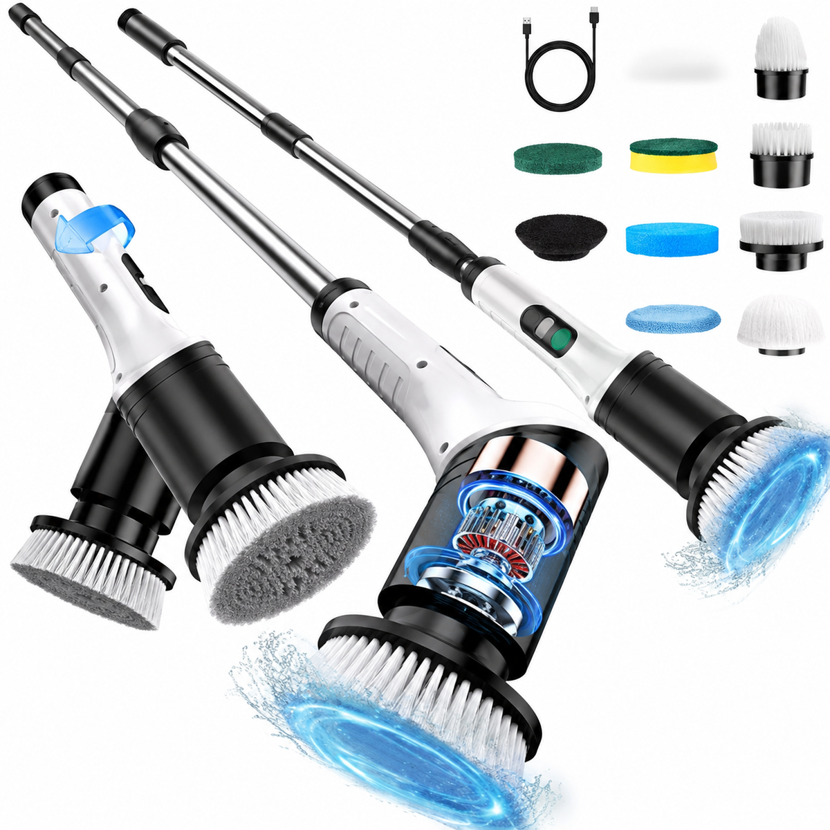 Vorelliqs 9-in-1 Cordless Electric Spin Scrubber – Extendable Cleaning Brush for Bathrooms, Kitchens & Floors