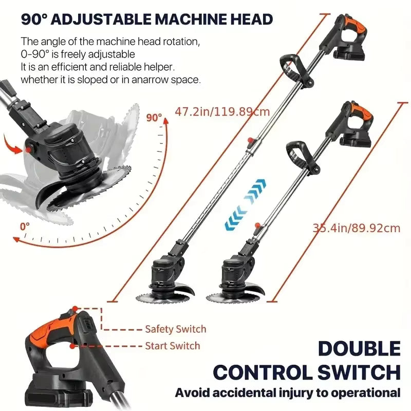 Cordless Weed Trimmer with 2 Batteries – Lightweight Electric Grass Cutter for Lawn & Garden
