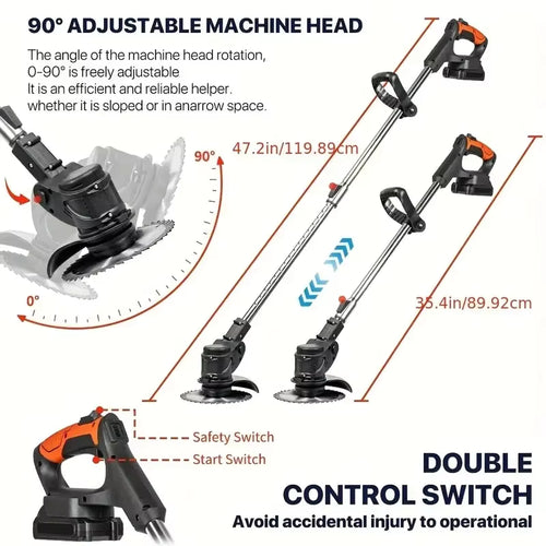 Cordless Weed Trimmer with 2 Batteries – Lightweight Electric Grass Cutter for Lawn & Garden