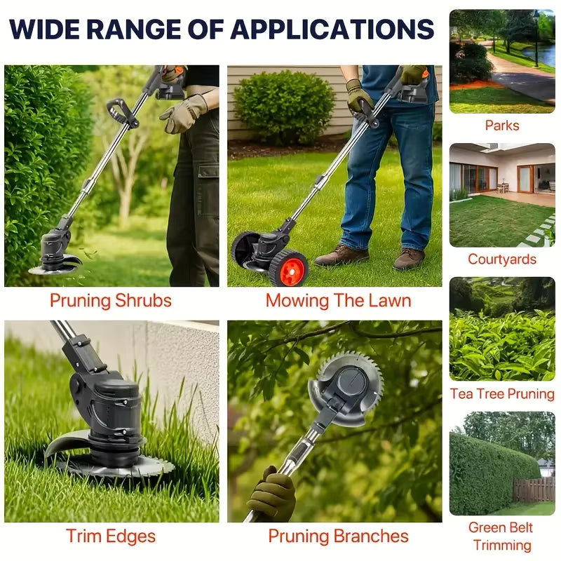Cordless Weed Trimmer with 2 Batteries – Lightweight Electric Grass Cutter for Lawn & Garden